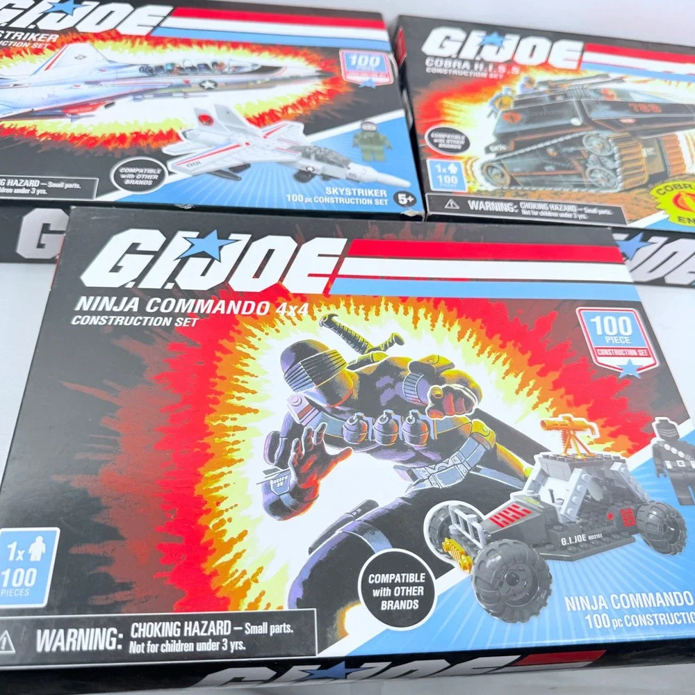 GI Joe Construction Set Lot 3 Skystriker Cobra HISS Ninja Commando 4x4 100pc New